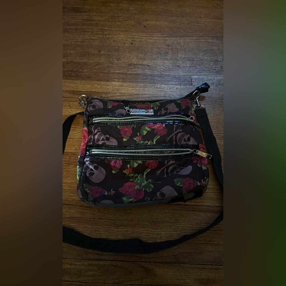 Betsey Johnson Black and Red Floral Crossbody Bag